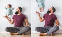 عکس های دیدنی پدری با نوزادش