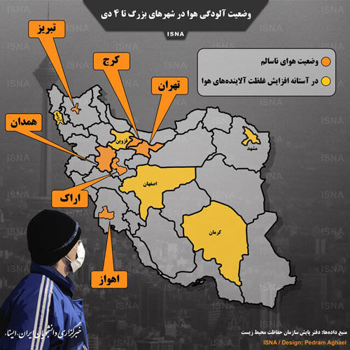 وضعیت آلودگی هوا در شهر‌های بزرگ ایران
