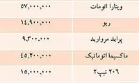 قيمت برخي خودروهاي داخلي