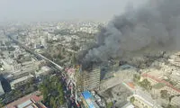 نمای هوایی از ساختمان پلاسکو دقایقی قبل از ریزش
