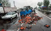 واژگونی نیسان با بار خرمالو در بابل