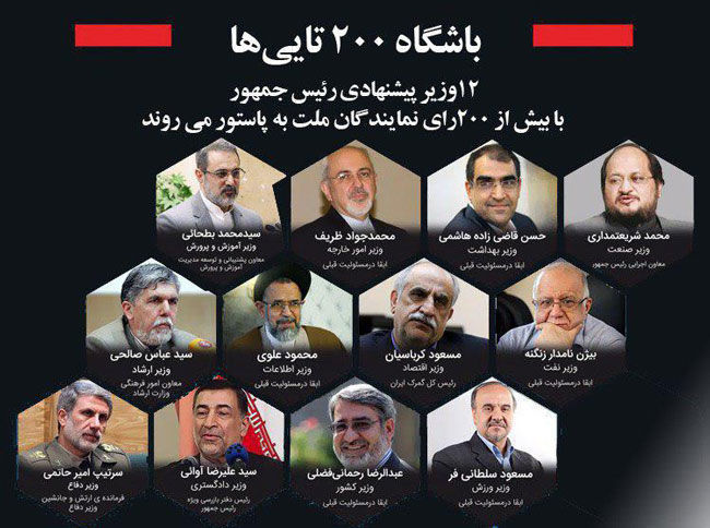 12 وزیر روحانی بیش از 200 رای