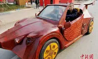 خودروی کاملاً دست‌ساز چوبی +عکس