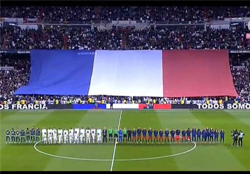 عکس: نصب پرچم فرانسه در برنابئو