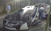 عکس: واژگون شدن ب ام و i8 در ایران؟!