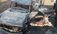 راننده وانت حمل گازوئیل در آتش سوخت