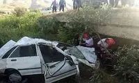 سقوط مرگبار پراید از پل تخریب شده با سیل