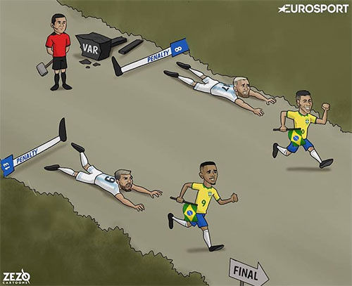 کاریکاتور: ناداوری برای مسی و یارانش مقابل برزیل