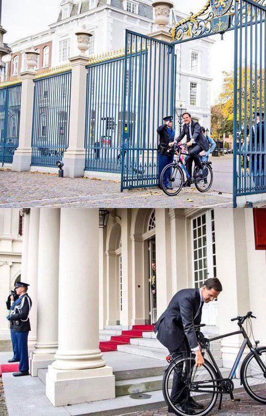 نخست‌ وزیر هلند با دوچرخه به سر کار رفت