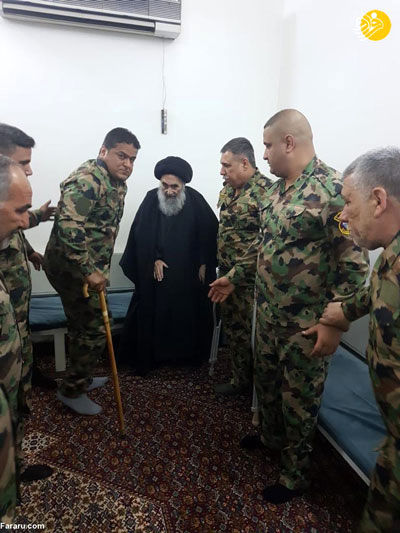 دیدار مجروحان ارتش عراق با آیت‌الله سیستانی