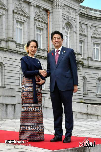 دیدار شینزو آبه با رهبر میانمار