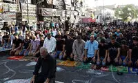 عکس: اقامه نماز عید فطر در محل انفجار