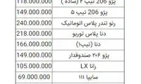 قیمت خودرو در بازار امروز