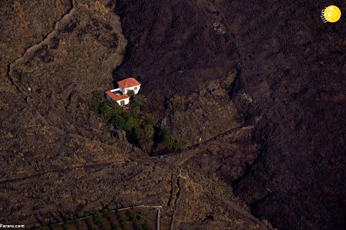 ‌نجات معجزه‌آسای یک خانه از گدازه‌های آتشفشان