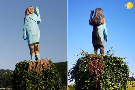 مجسمه سوخته ملانیا ترامپ به نمایش درآمد