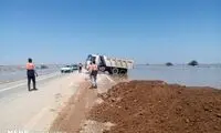 بخش‌هایی از جاده خرمشهر - اهواز به زیر آب رفت