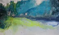 زن هنرمندی که درونیات خود را به روی بوم آورد