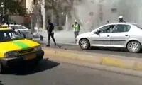 راکب متخلف، موتورسیکلت خود را به آتش کشید
