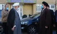 سیدحسن در مراسم تشییع پیکر همسر ری‌شهری