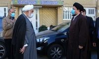 سیدحسن در مراسم تشییع پیکر همسر ری‌شهری