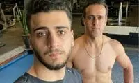 علی کریمی و پسرش هاوش در سالن بدنسازی