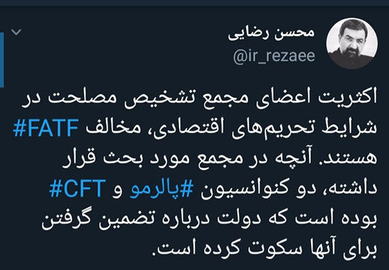 محسن رضایی: اکثریت اعضای مجمع مخالف FATF هستند