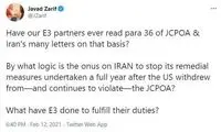 واکنش ظریف به بیانیه مشترک تروئیکای اروپایی