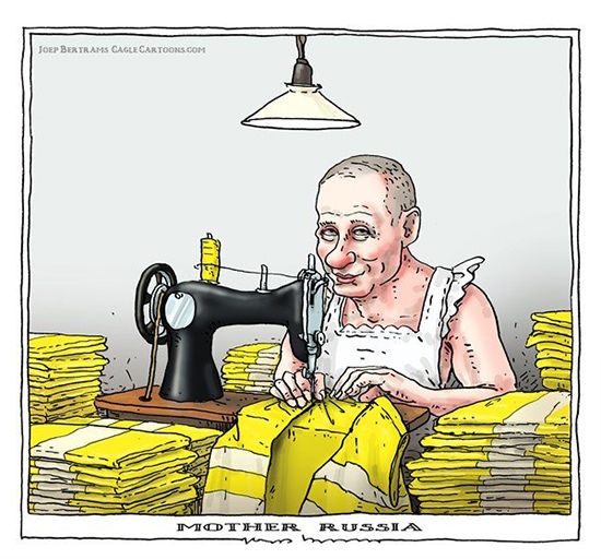 کاریکاتور: پوتین در حال دوختن جلیقه‌های زرد!