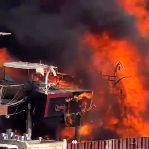 تصاویری ترسناک از شدت آتش‌سوزی در کربلا