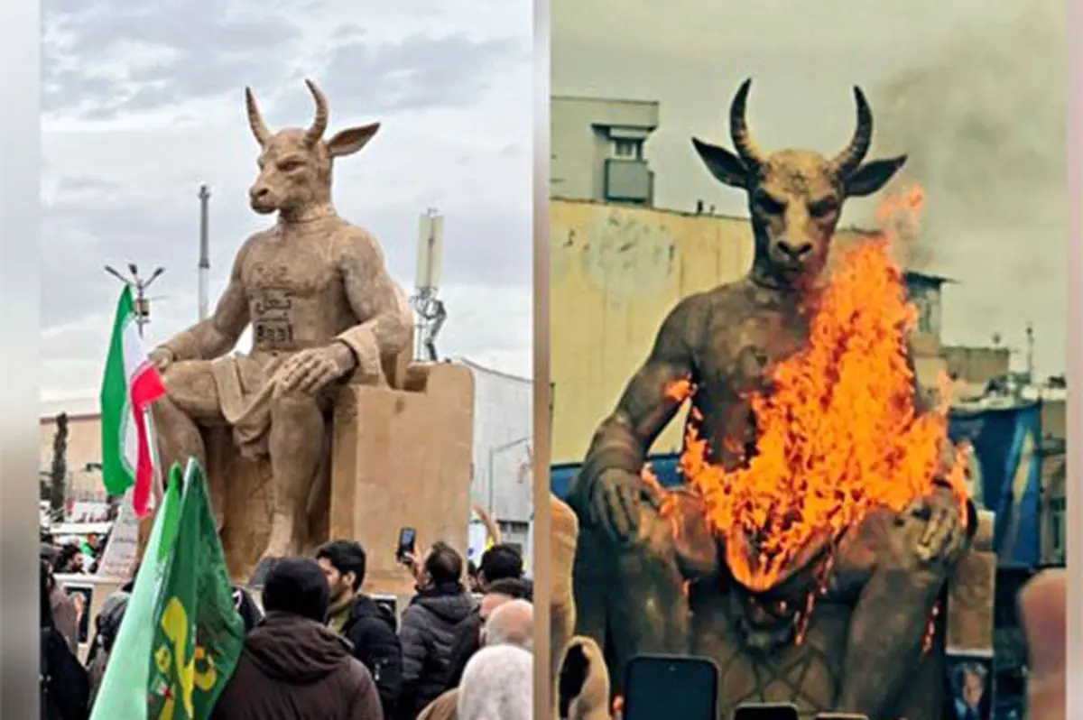 صداوسیما آتش زدن مجسمه بعل را موفقیت رسانه‌ای خواند