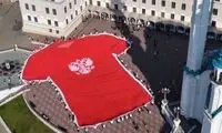 از ماکت غول‌پیکر روس‌ها برای بازی با ایران رونمایی شد!