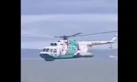 لحظه خرد شدن یک بالگرد بعد از برخورد پره‌ها با آب