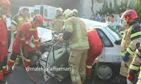 مچاله شدن پراید در تصادف مرگبار با خاور