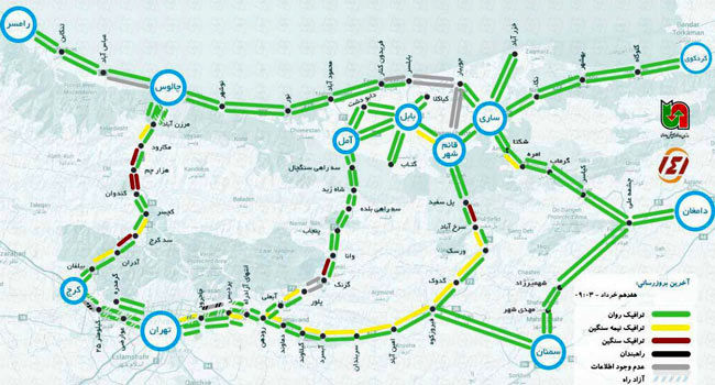 وضعیت ترافیکی جاده‌های شمالی