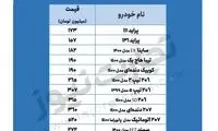 قیمت خودرو در بازار امروز