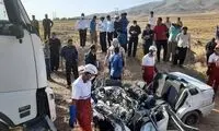 ۶کشته در برخورد پراید با تریلی