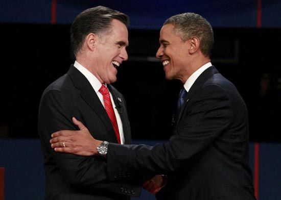 عکس: حاشیه مناظره انتخاباتی اوباما و رامنی