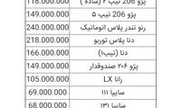 قیمت خودرو در بازار امروز