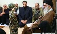 ادای احترام فرزند یک شهید مقابل رهبری