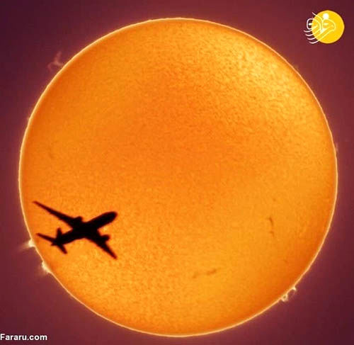 عکسی خارق‌العاده از عبور هواپیما از مقابل خورشید