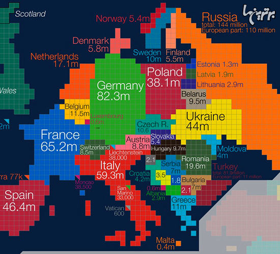 اگر اندازه هر کشور متناسب با جمعیتش بود چه می‌شد؟