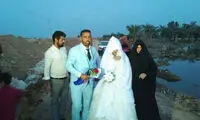 عروسی زوج خوزستانی روی سیل