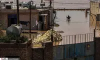 زیر آب رفتن یک روستا بر اثر سیل خوزستان
