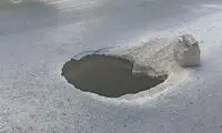 دهن باز کردن هولناک زمین در اتوبان آقابابایی