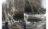 سقوط داربست ساختمان ۱۰ طبقه در سعادت آباد