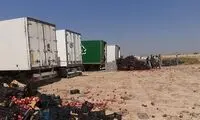۷ کامیون گوجه و سیب ایران در عراق از بین رفت