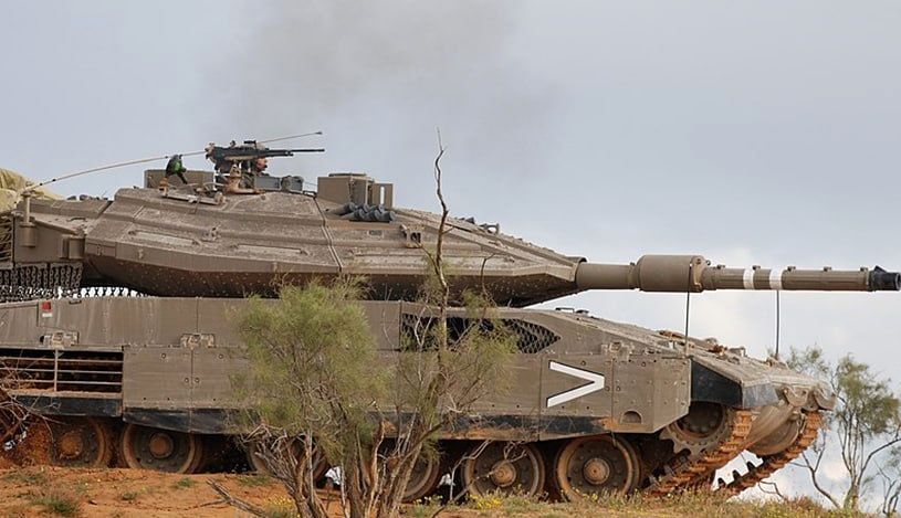 یک تانک مرکاوای اسرائیل با موشک هدف قرار گرفت