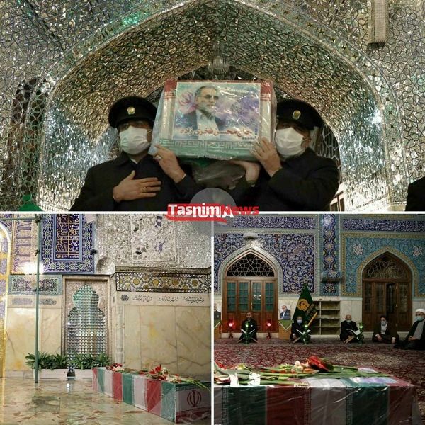 تصاویری از تشییع شهید فخری‌زاده در حرم رضوی