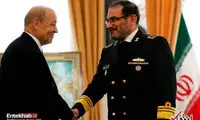 ظاهر نظامی شمخانی در دیدار با وزیر خارجه فرانسه