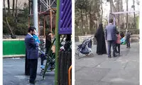 تفریح آذری‌جهرمی و خانواده‌اش در پارک
